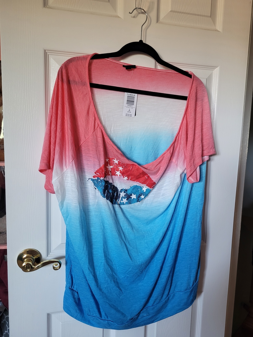 torrid Pink to Blue Ombre Lip Graphic Dolman Tee